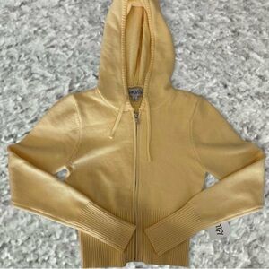J for Justify Pale Yellow Zip-Up Hoodie
